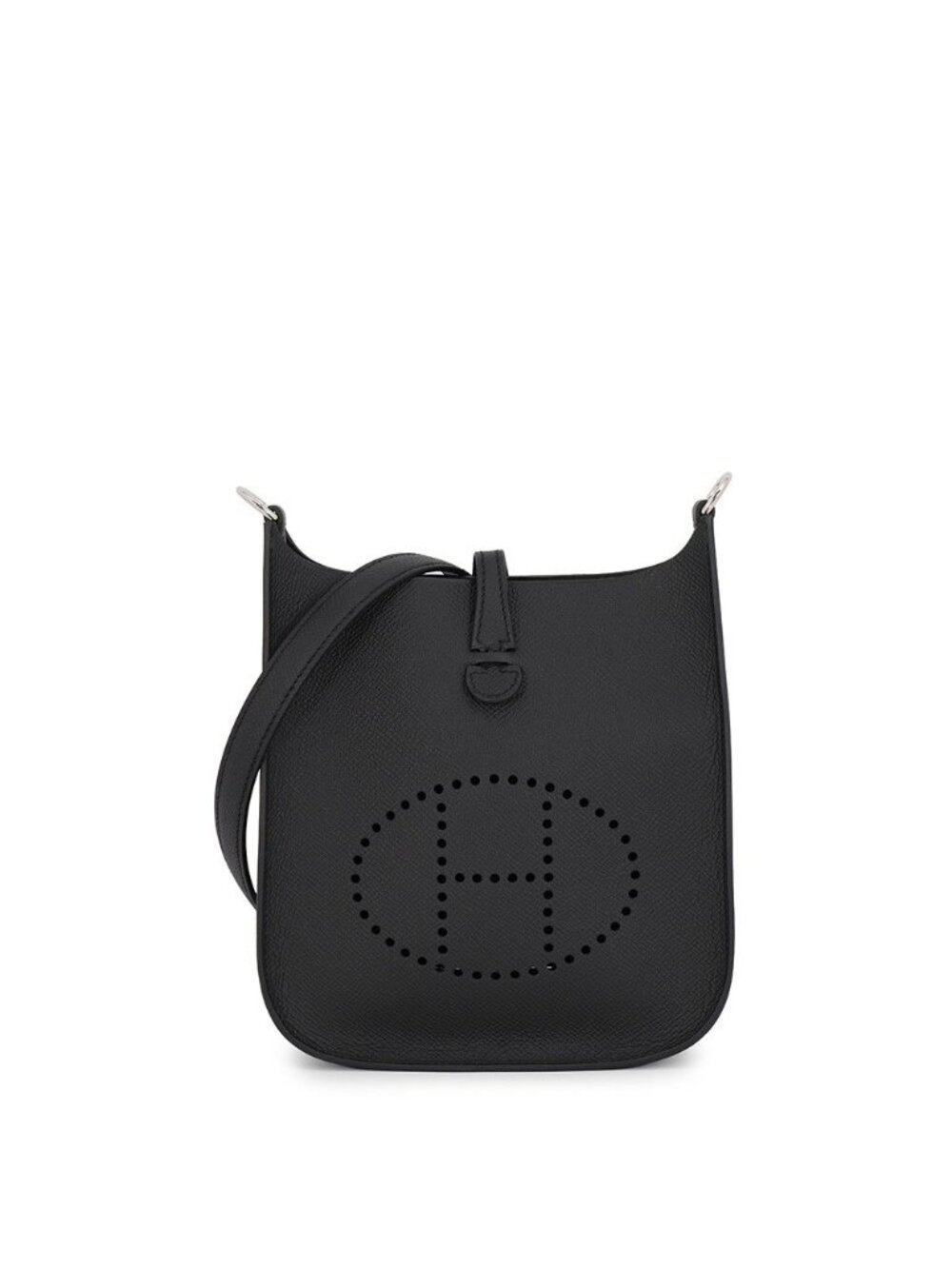 Hermes Remes Shoulder Bag Evelyne TPM Sellier Black Silver Epsom